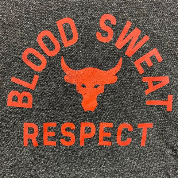 Under Armour Project Rock Men Large Black Hoodie ShortSleeve Blood Sweat Respect - Picture 2 of 9